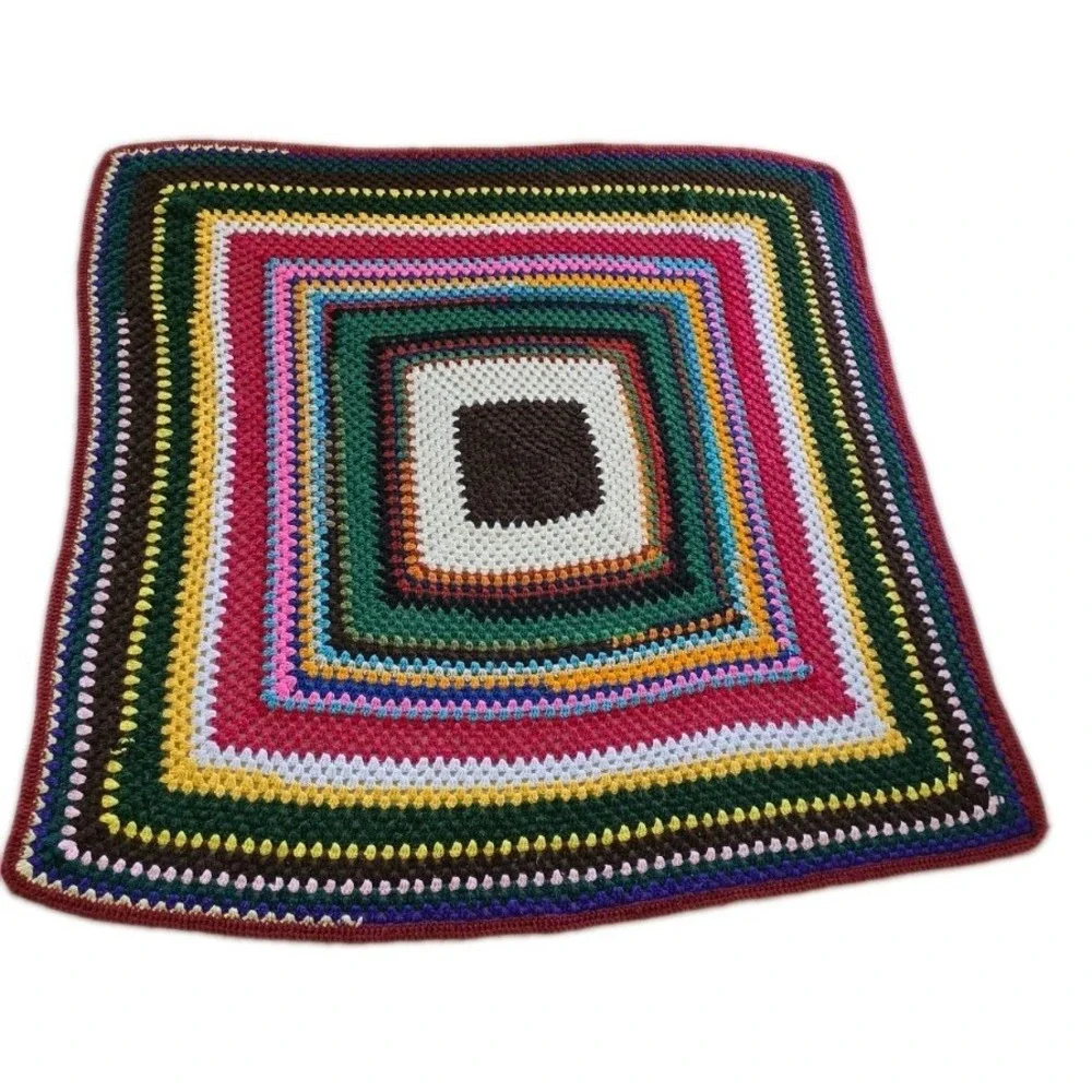 Handmade Crochet Giant Grannycore Square Blanket Throw Cottagecore 62
